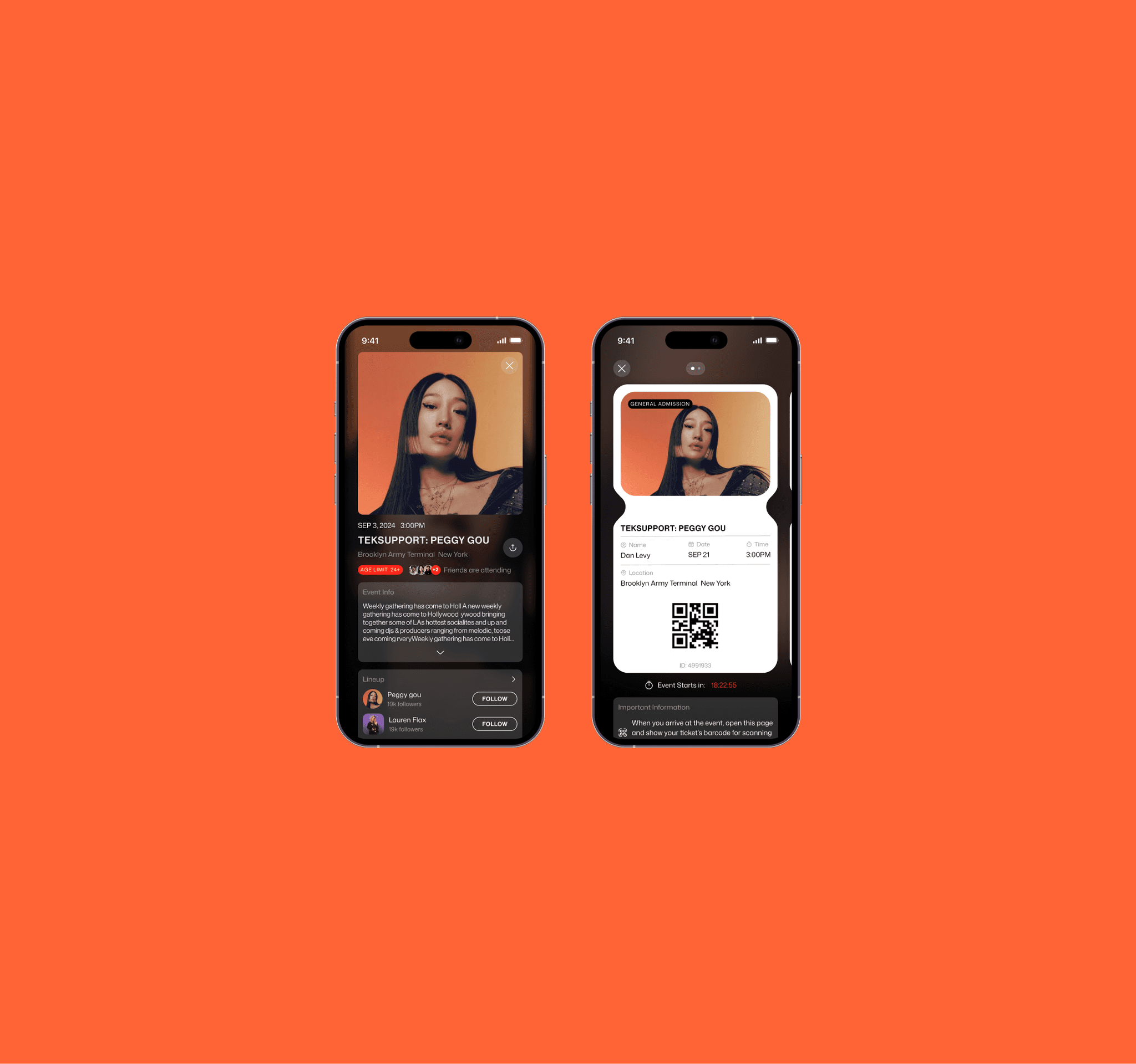 Getin ticket details and QR ticket screens